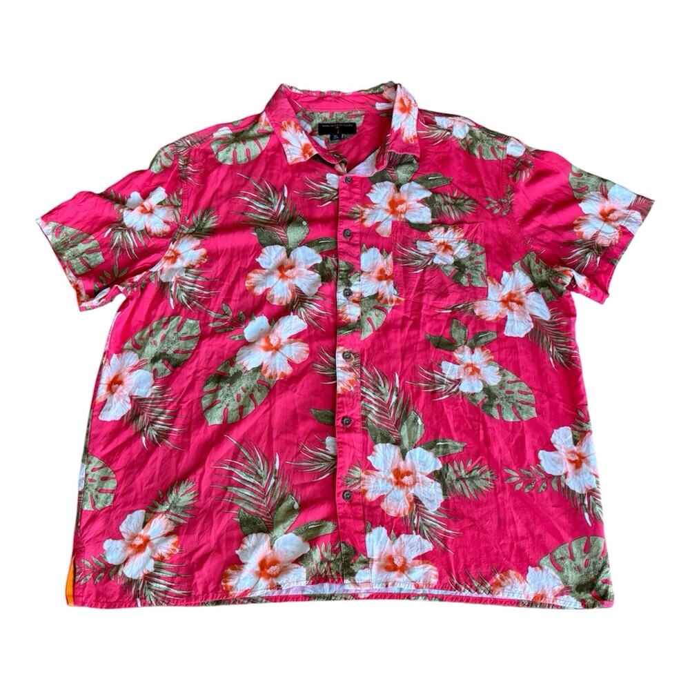 Margaritaville Island Wear Red Tropical Floral Hawaiian Aloha Shirt Sz XL